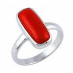 Rectangular Red Coral Ring (Capsule Moonga) – Silver Plated Mars Stone for Manglik Dosh, Stability & Career Success – Certified Astrological Gemstone Ring for Men & Women