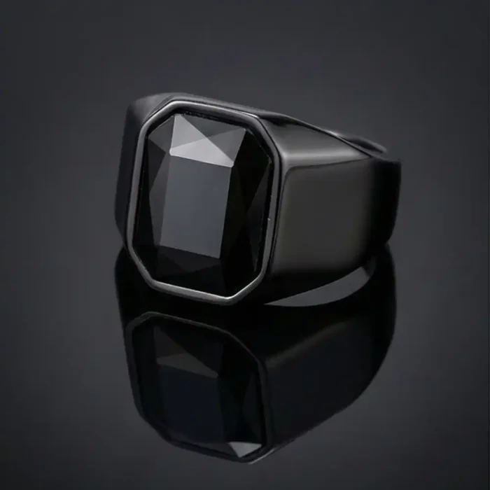 Men's Black Stainless Steel Signet Ring | Bold Statement Jewelry - Image 9