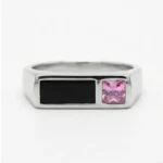 Men's Asymmetric Dual-Inlay Ring | Stainless Steel Silver Series