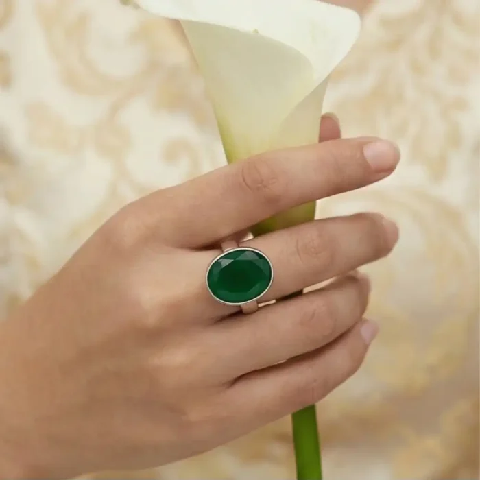 Classic Oval Green Emerald (Panna) Ring – Waterproof Stainless Steel Jewelry, Panna Substitute Ring for Women & Men - Image 7