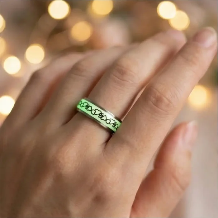 Glow in the Dark Heart ECG Steel Ring | Luminous Couple Band - Image 3