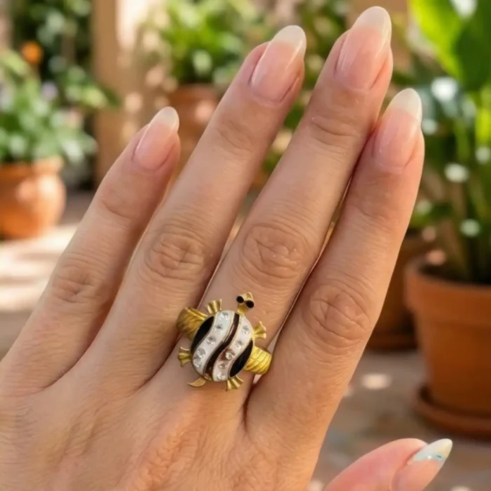 Gold-Plated Tortoise (Kachua) Ring | Stainless Steel Lucky Ring - Image 5