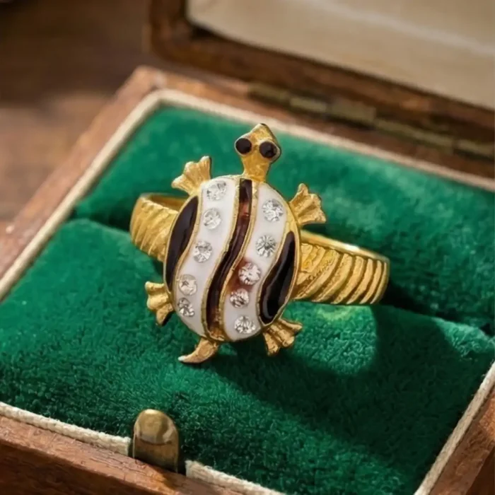 Gold-Plated Tortoise (Kachua) Ring | Stainless Steel Lucky Ring - Image 3