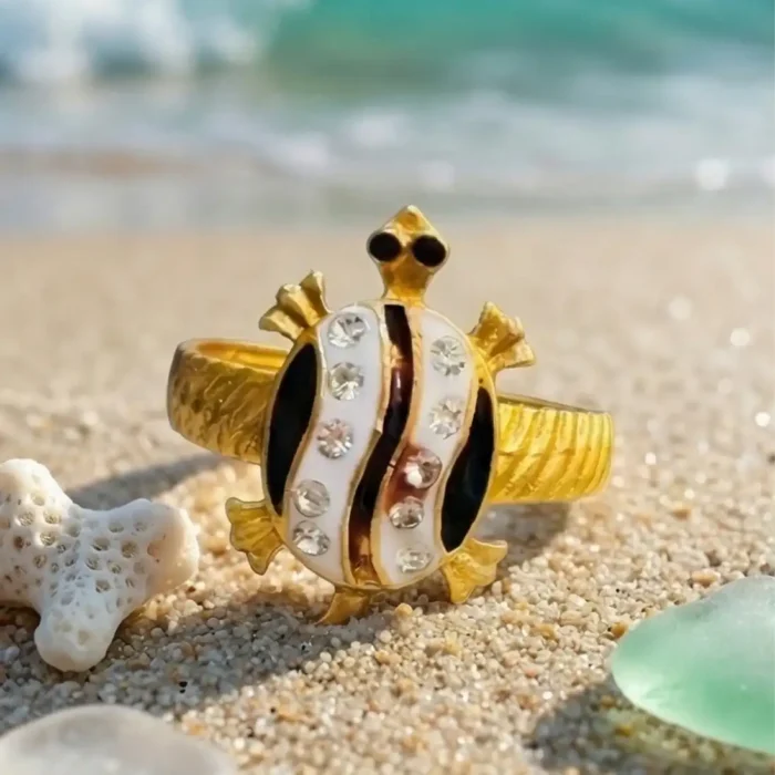 Gold-Plated Tortoise (Kachua) Ring | Stainless Steel Lucky Ring - Image 2