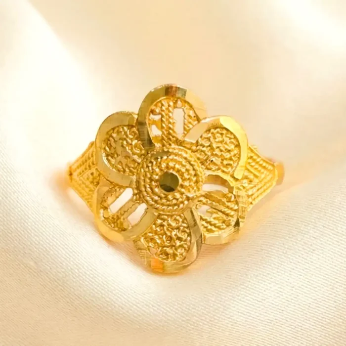 Traditional Gold-Plated Floral Steel Ring - Image 9