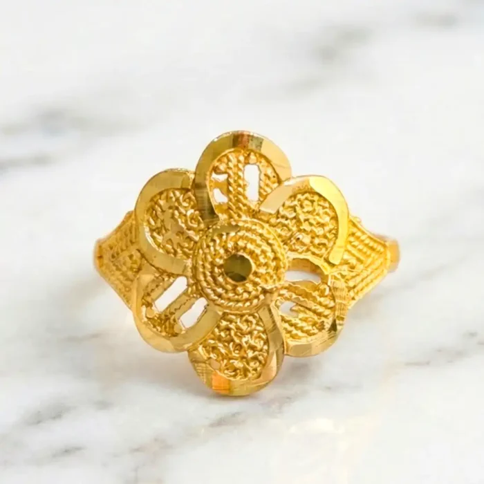 Traditional Gold-Plated Floral Steel Ring - Image 8