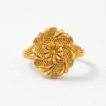 Traditional Gold-Plated Floral & Leaf Steel Rings