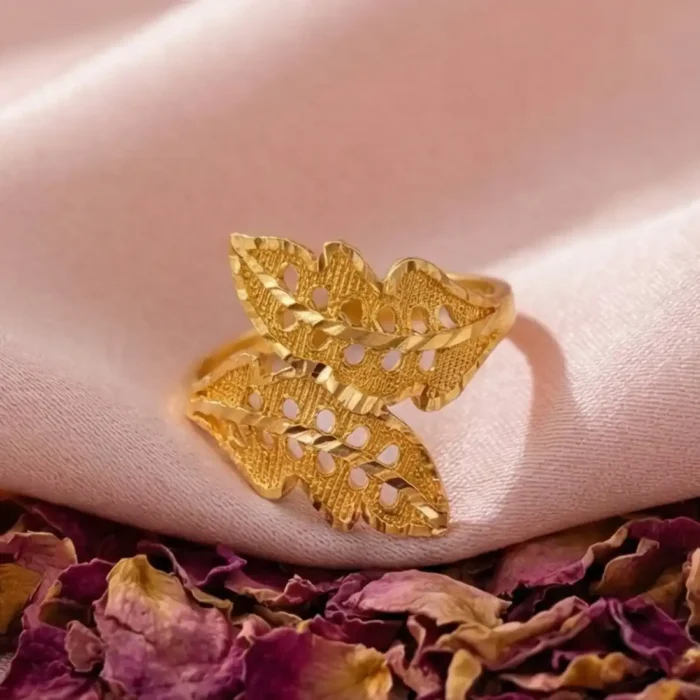 Gold Plated Double Leaf Bypass Ring - Image 7