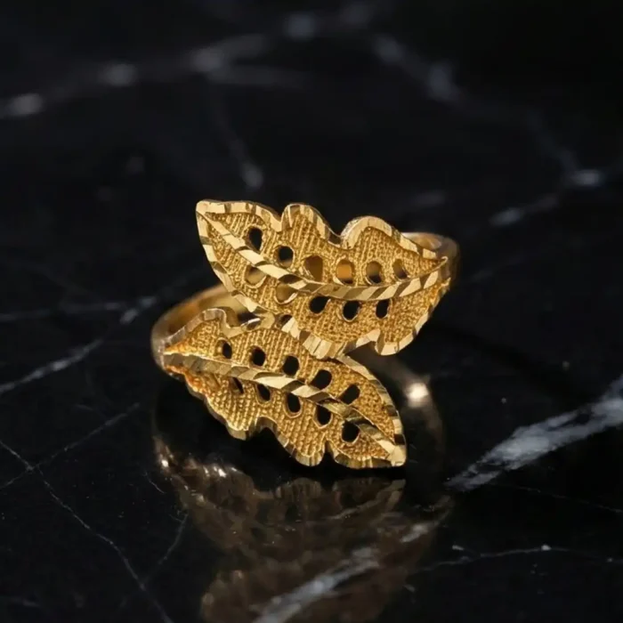 Gold Plated Double Leaf Bypass Ring - Image 5