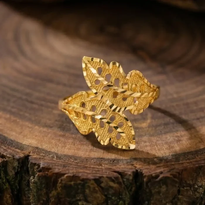 Gold Plated Double Leaf Bypass Ring - Image 3