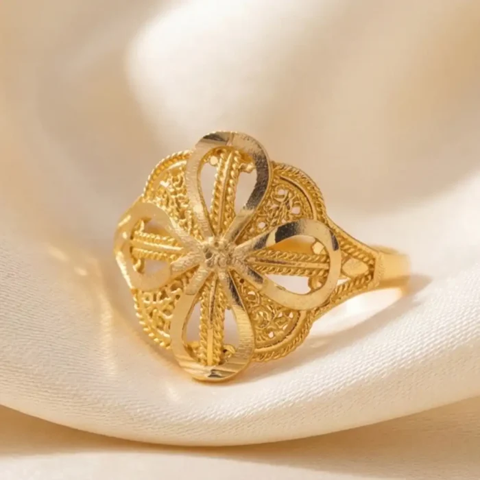 Traditional Chakra Mandala Gold Plated Steel Ring - Image 2