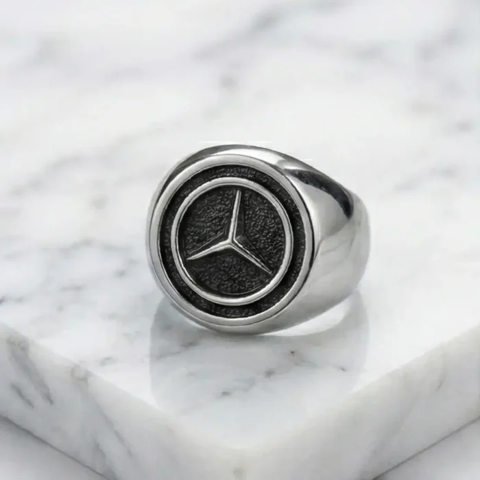 Mercedes Benz Logo Stainless Steel Ring for Men - Image 12