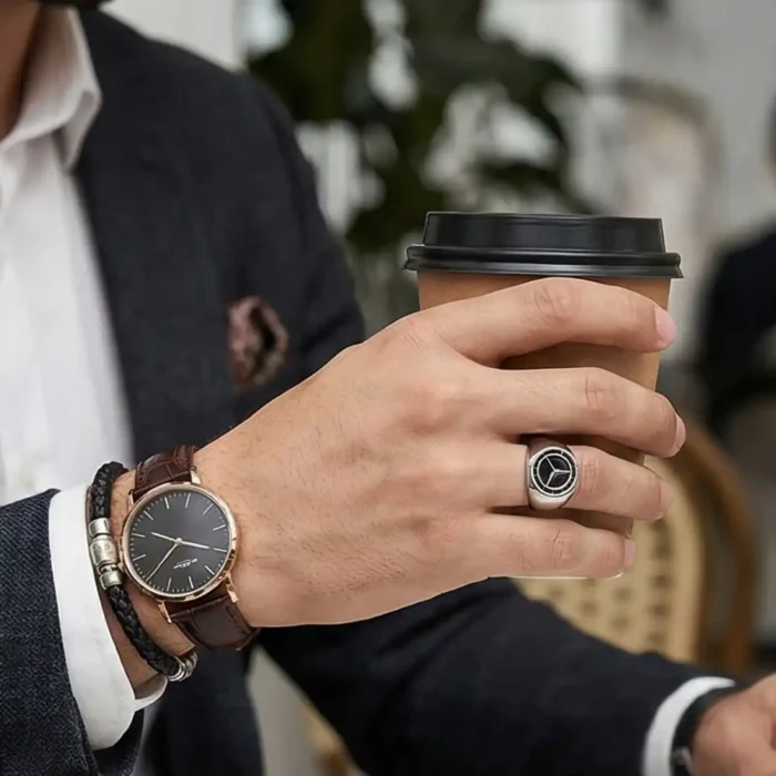 Mercedes Benz Logo Stainless Steel Ring for Men - Image 5