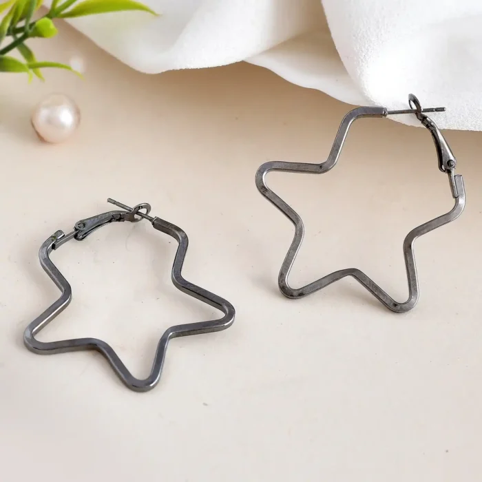 Black Star Hoop Earrings | Celestial Statement Jewelry - Image 5