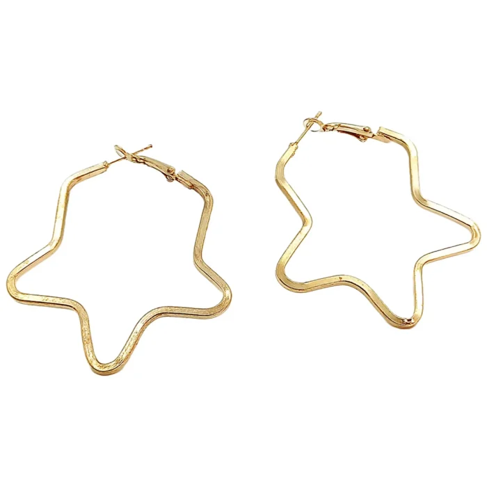 Gold Star Hoop Earrings | Celestial Statement Jewelry - Image 5