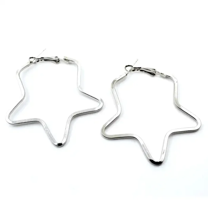 Silver Star Hoop Earrings | Celestial Statement Jewelry - Image 11