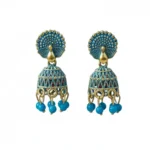 Blue Meenakari Peacock Jhumkas | Vibrant Indian Earrings