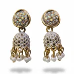 Antique White Crystal Jhumkas | Pearl Drop Earrings