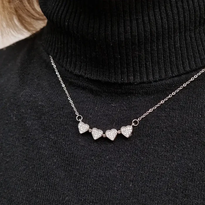 2-in-1 Silver Clover & Hearts Necklace | Convertible Crystal Pendant - Image 22