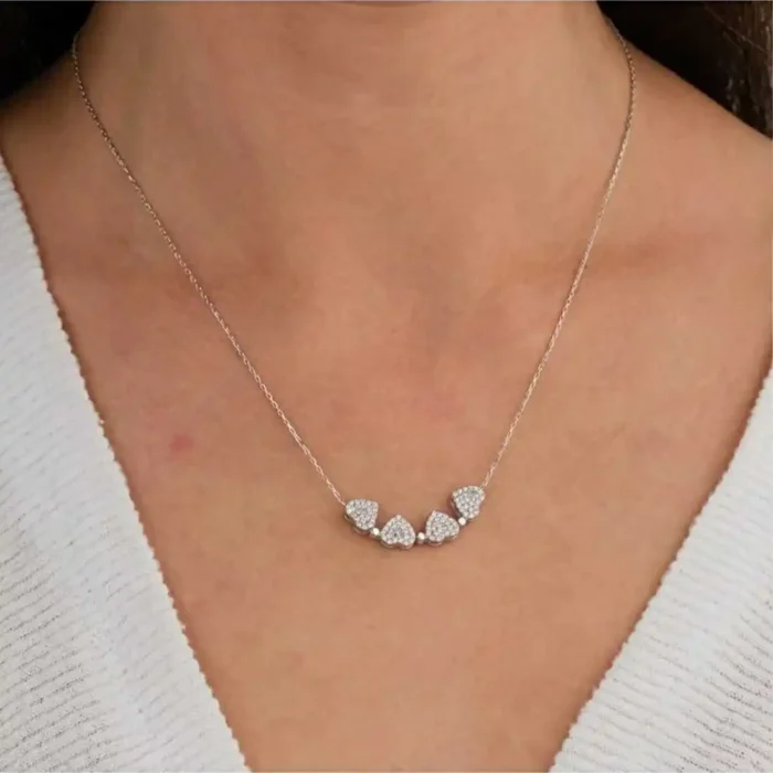 2-in-1 Silver Clover & Hearts Necklace | Convertible Crystal Pendant - Image 12