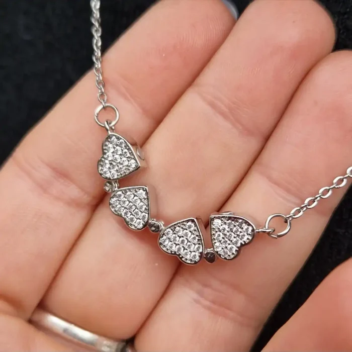 2-in-1 Silver Clover & Hearts Necklace | Convertible Crystal Pendant - Image 21