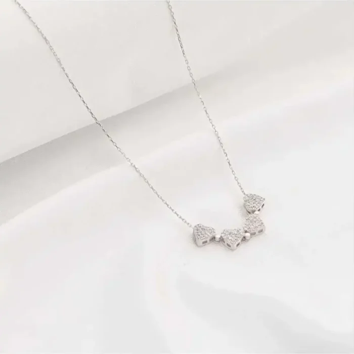 2-in-1 Silver Clover & Hearts Necklace | Convertible Crystal Pendant - Image 16