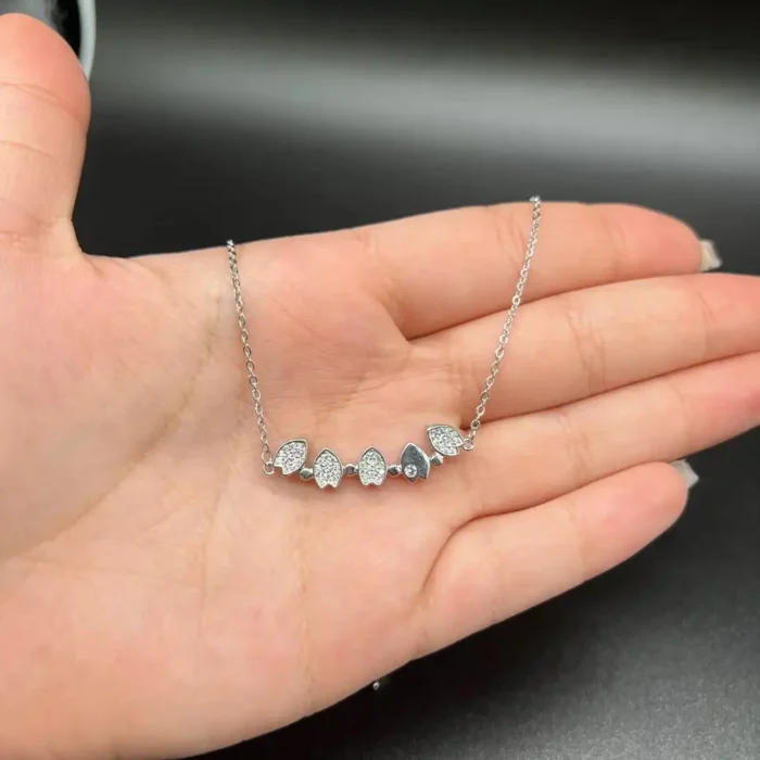 2-in-1 Silver Flower Necklace | Convertible Crystal Petal Pendant - Image 10