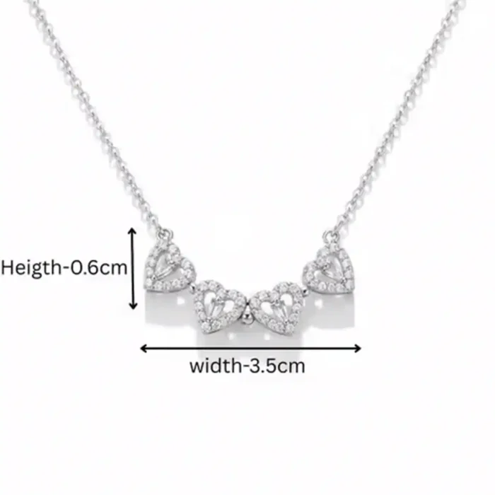 2-in-1 Silver Open Heart Clover Necklace | Crystal Pendant - Image 26