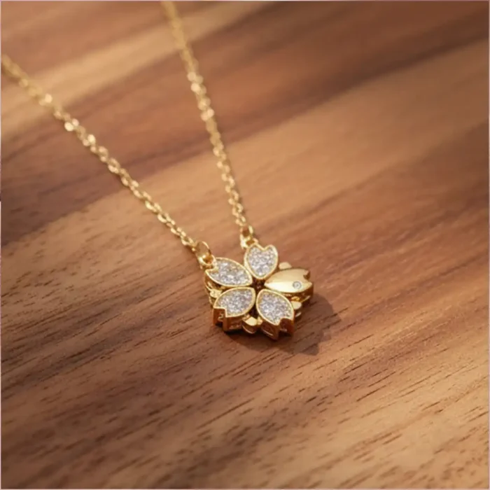 2-in-1 Gold Clover & Hearts Necklace | Crystal Pendant - Image 20