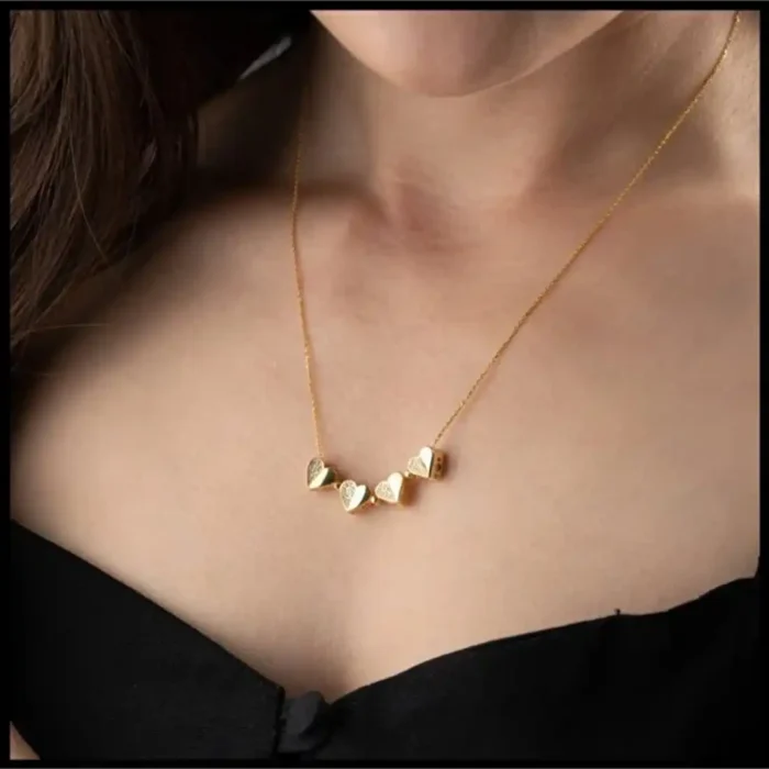 2-in-1 Gold White Clover Necklace | Crystal Heart Pendant - Image 14