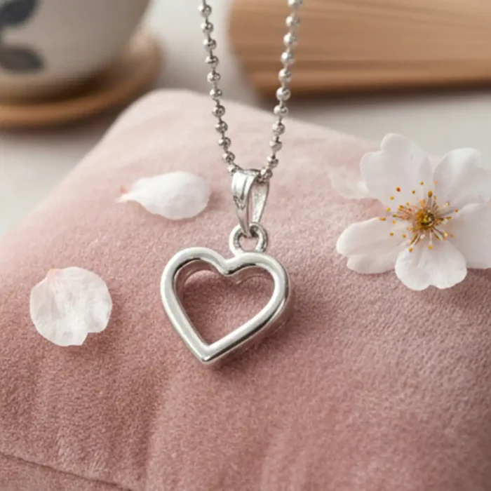 Silver Open Heart Necklace | Minimalist Pendant - Image 8
