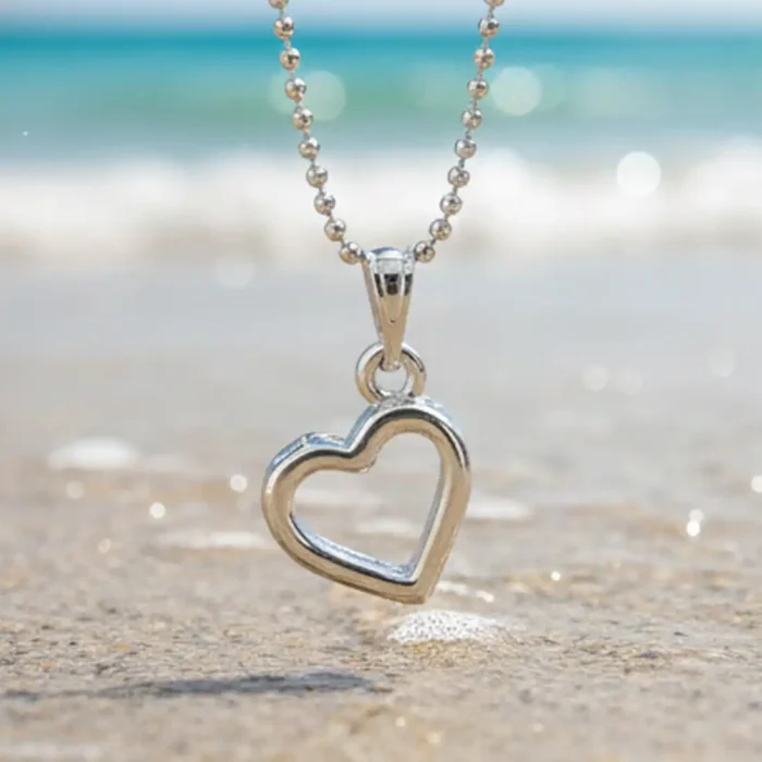 Silver Open Heart Necklace | Minimalist Pendant - Image 6