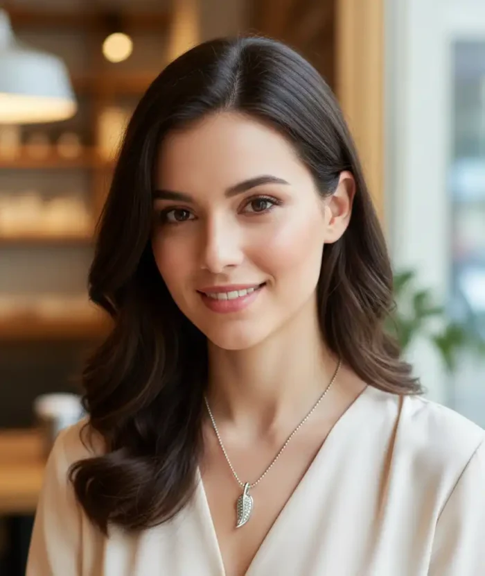 Silver Crystal Leaf Necklace | Botanical Pendant - Image 10