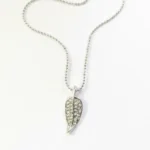 Silver Crystal Leaf Necklace | Botanical Pendant