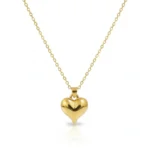 Gold Puffed Heart Necklace | 3D Minimalist Pendant