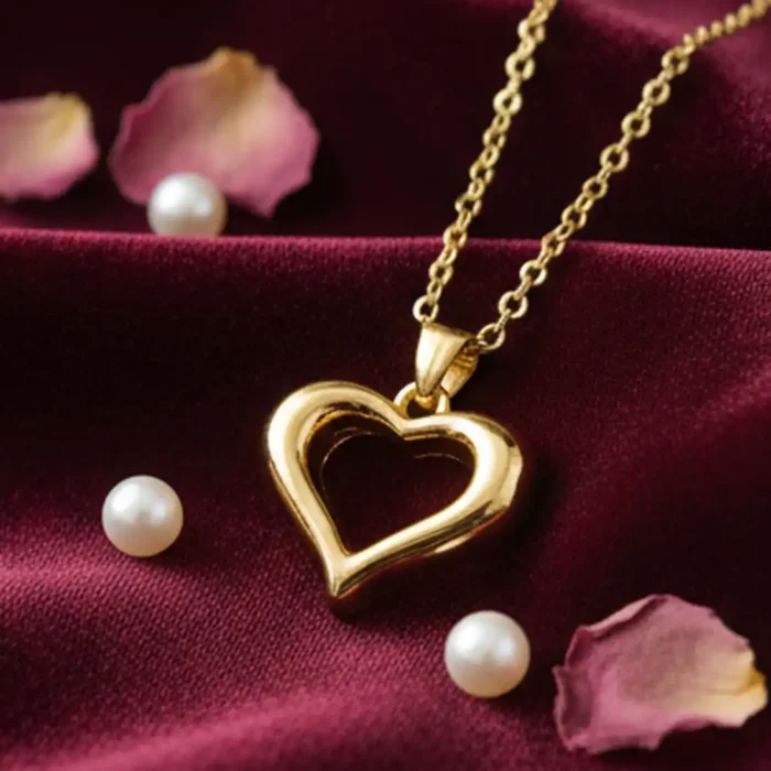 Gold Open Heart Necklace | 3D Minimalist Pendant - Image 3