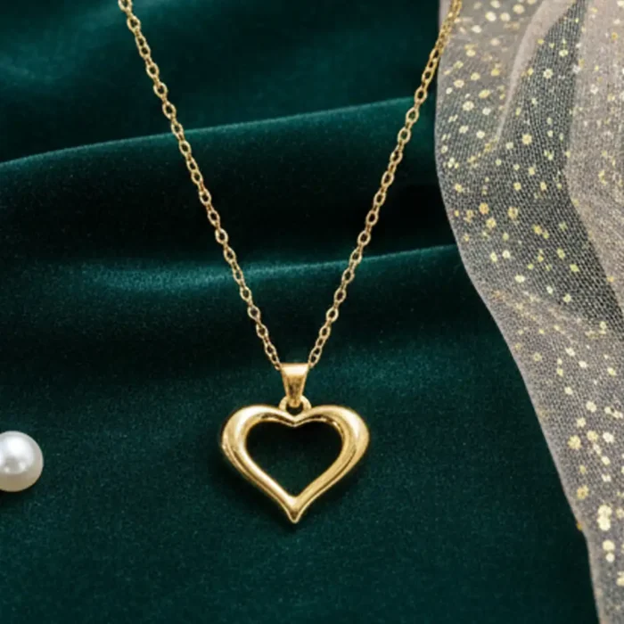 Gold Open Heart Necklace | 3D Minimalist Pendant - Image 11