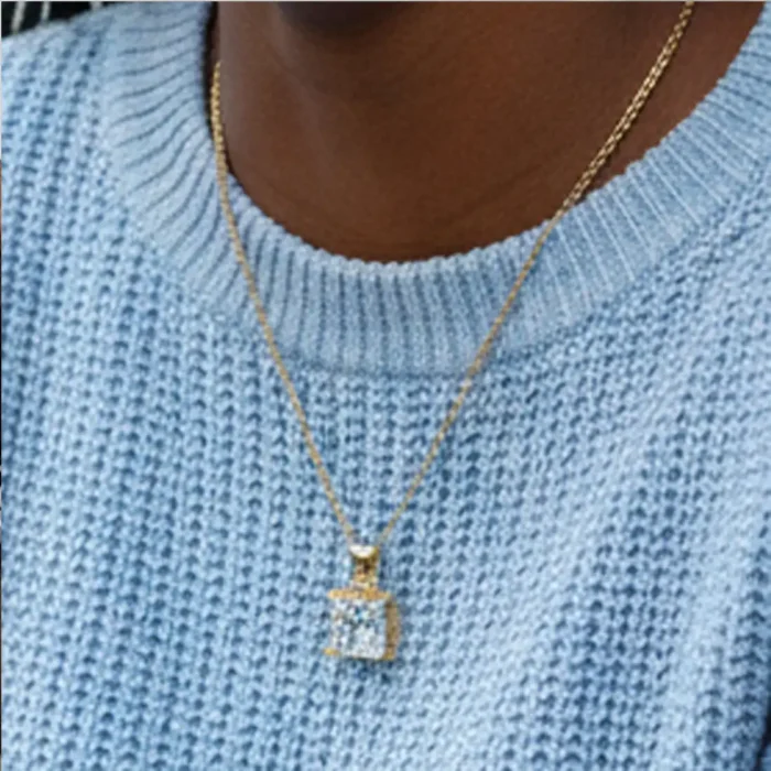 Gold Princess-Cut Crystal Necklace | Crown Pendant - Image 12