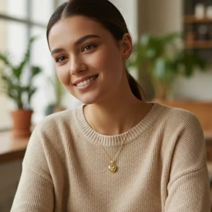 Gold Starburst Heart Necklace | Dainty Crystal Pendant - Image 9