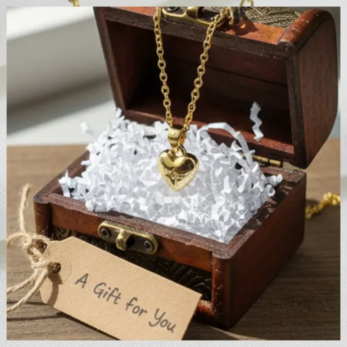 Gold Starburst Heart Necklace | Dainty Crystal Pendant - Image 8