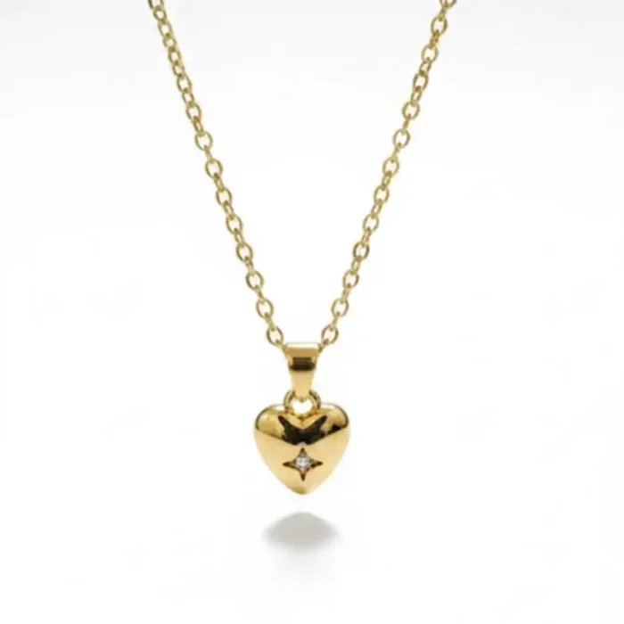 Gold Starburst Heart Necklace | Dainty Crystal Pendant - Image 2