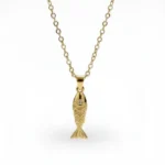 Gold Fish Necklace | Dainty Nautical Crystal Pendant