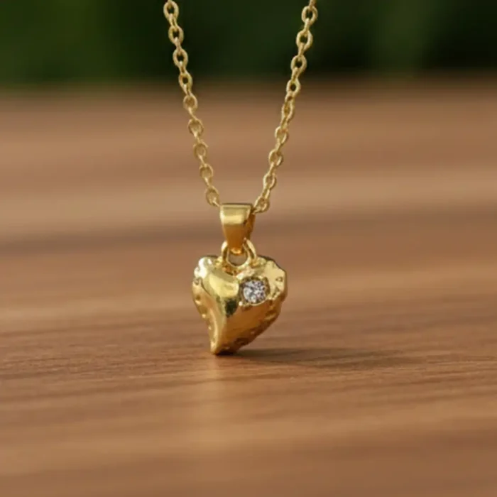 Gold Molten Heart Necklace | Organic Crystal Pendant - Image 7