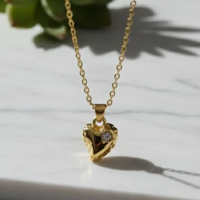 Gold Molten Heart Necklace | Organic Crystal Pendant - Image 5