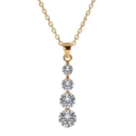 Gold Graduated Crystal Drop Necklace | Linear Pendant