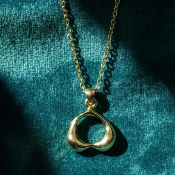 Gold Abstract Open Heart Necklace | Sculptural Pendant - Image 5