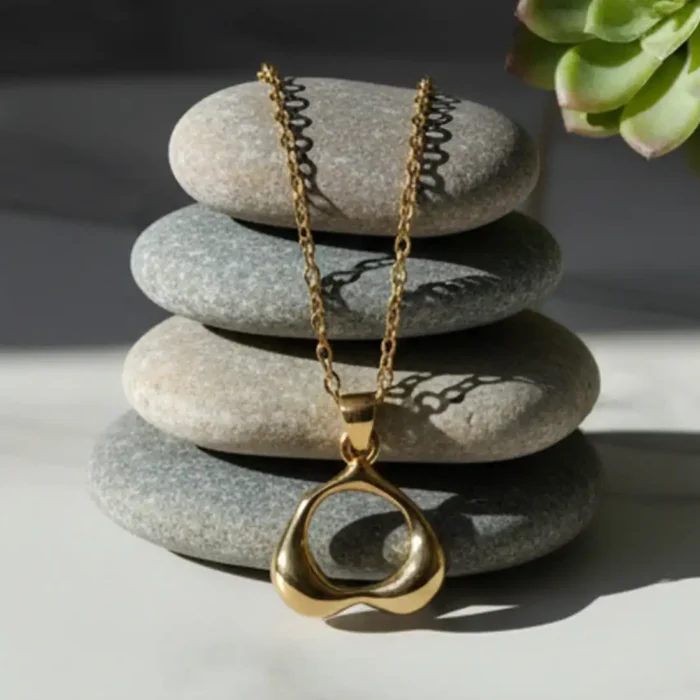 Gold Abstract Open Heart Necklace | Sculptural Pendant - Image 3