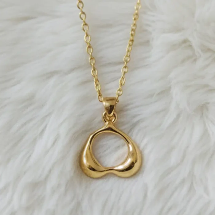 Gold Abstract Open Heart Necklace | Sculptural Pendant - Image 2