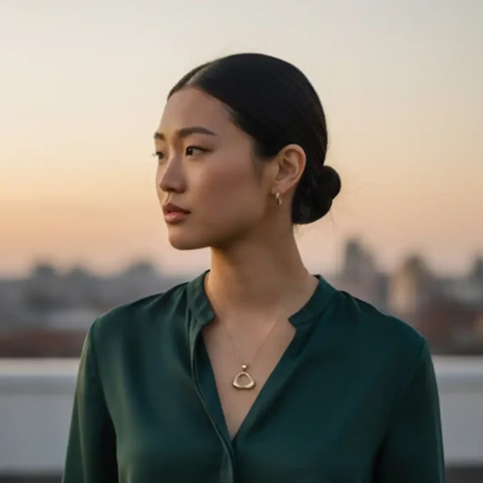 Gold Abstract Open Heart Necklace | Sculptural Pendant - Image 9