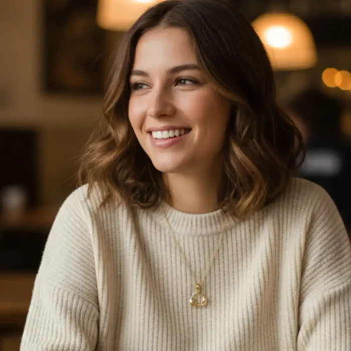 Gold Abstract Open Heart Necklace | Sculptural Pendant - Image 6